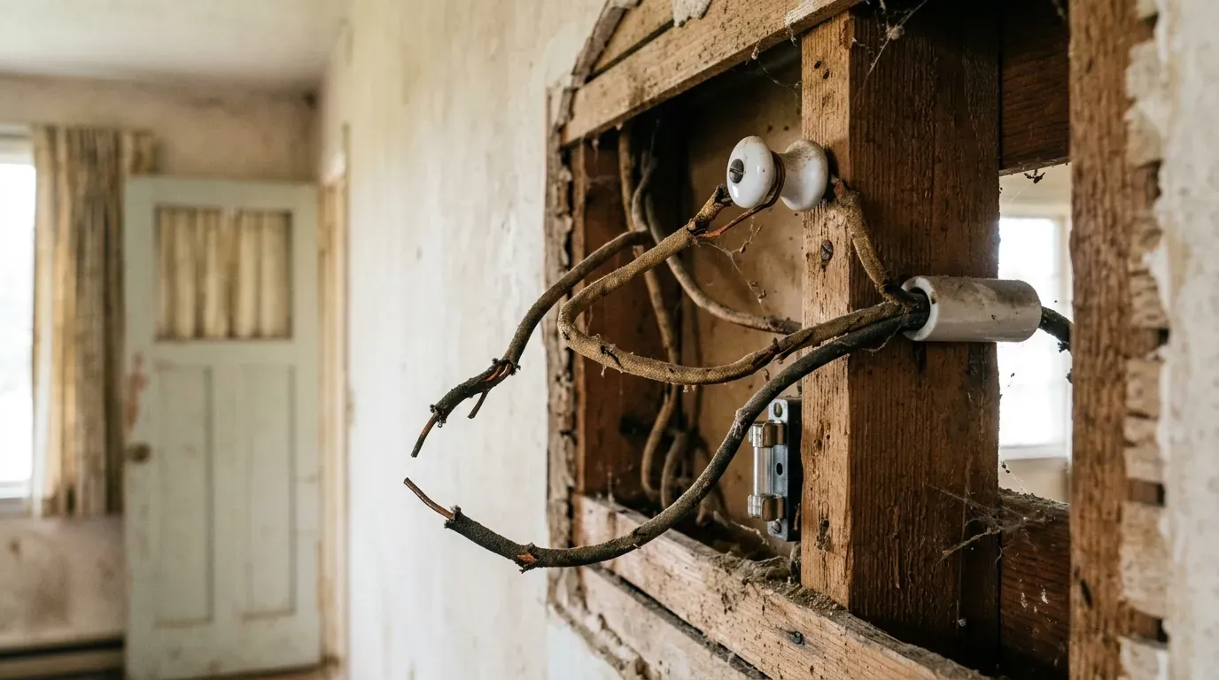 #14 - Knob-and-Tube Electrical Wiring (Image Credits: AI Generated)