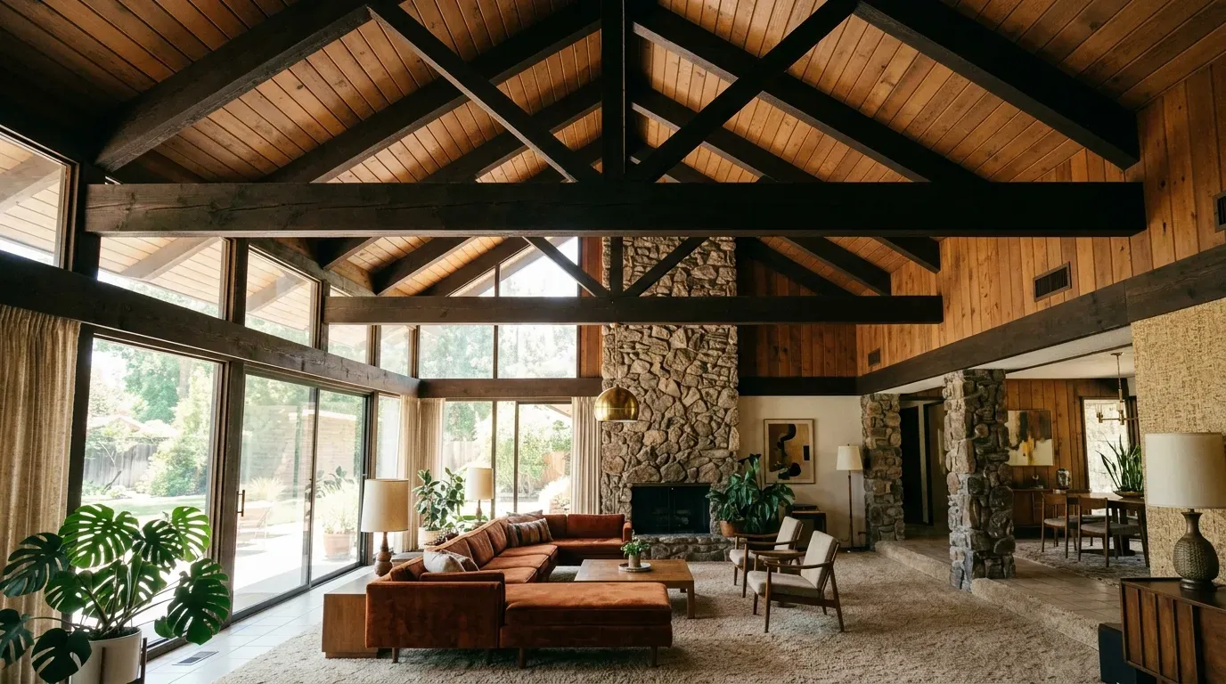 #14 - Cathedral Ceilings and Exposed Beams (Image Credits: AI Generated)