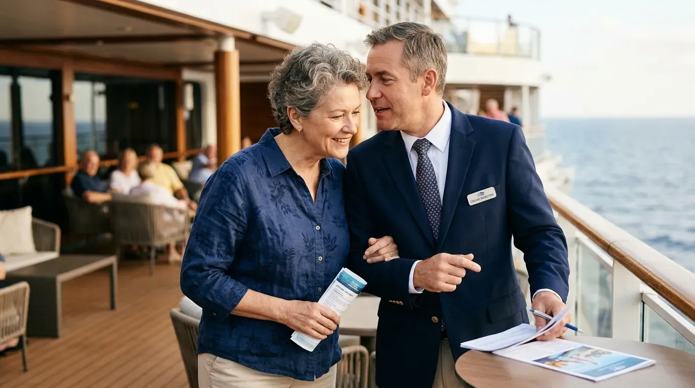 #8 - The Cruise Director Slips Solo Travelers the Best Activity Intel (Image Credits: Gemini)