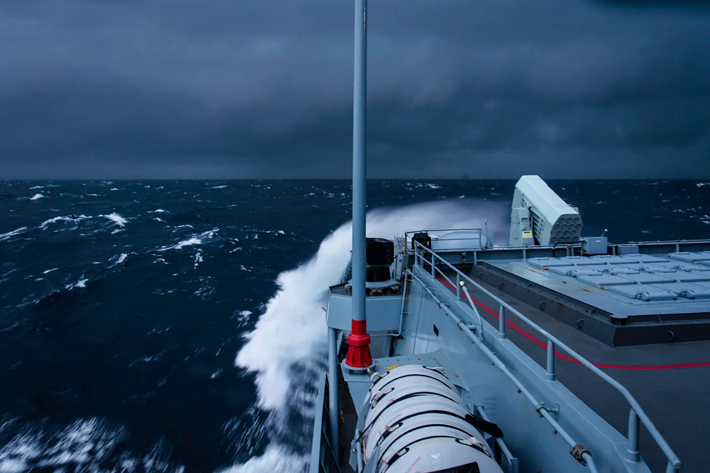 The Bow Is the Roughest Spot on Board (SNMG2 Rough Sea State, NATO Trident Juncture 15, CC BY-SA 2.0)