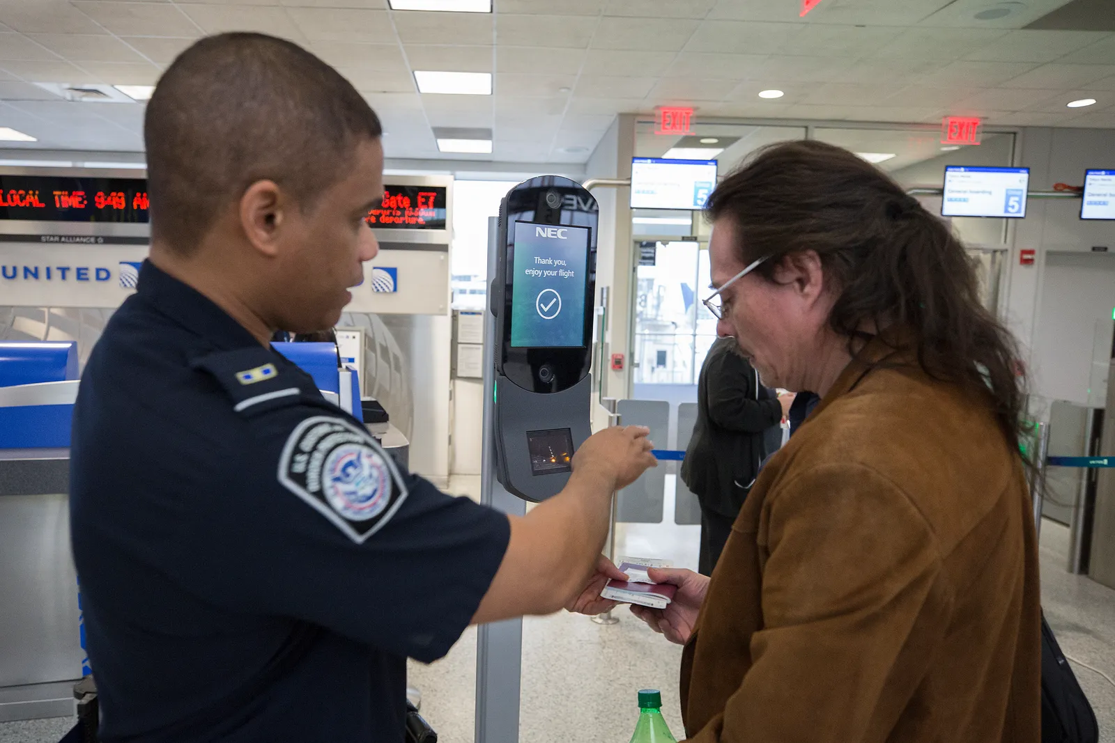 DHS Is Also Expanding Biometrics at the Border (Biometric Facial Recognition at Houston International Airport, Public domain)